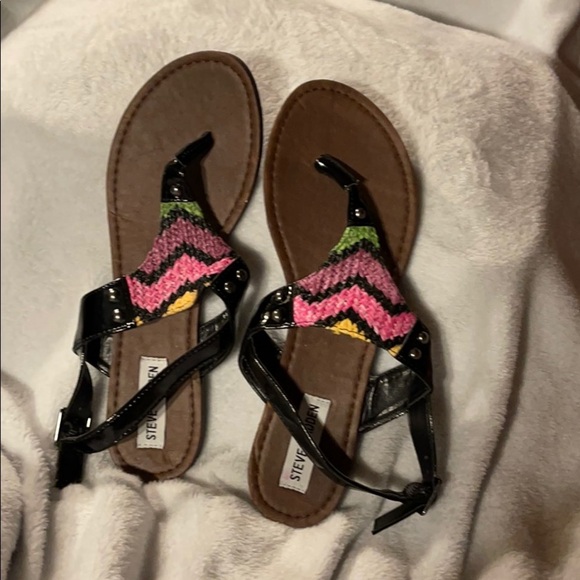 Steve Madden Black Beaded Strap Sandals - Picture 5 of 6